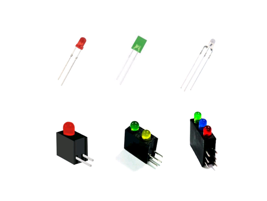 Through-hole LED examples